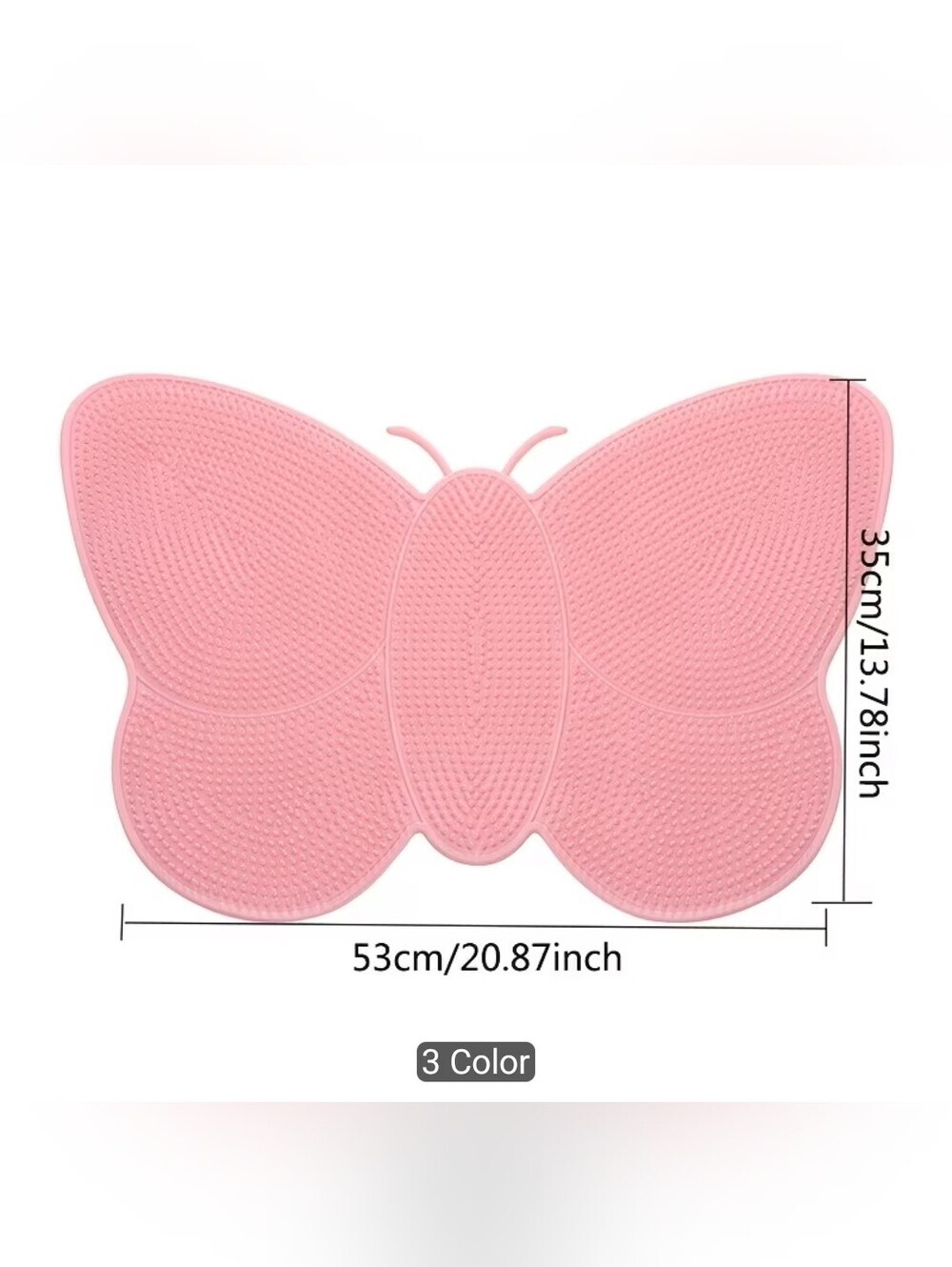 Pink Butterfly Bath Mat - Soft Non-Slip Shower Rug - Picture 2 of 7